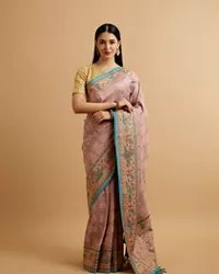 Engagement Glory Purple Silk Saree with Embroidery and Zari — image 4