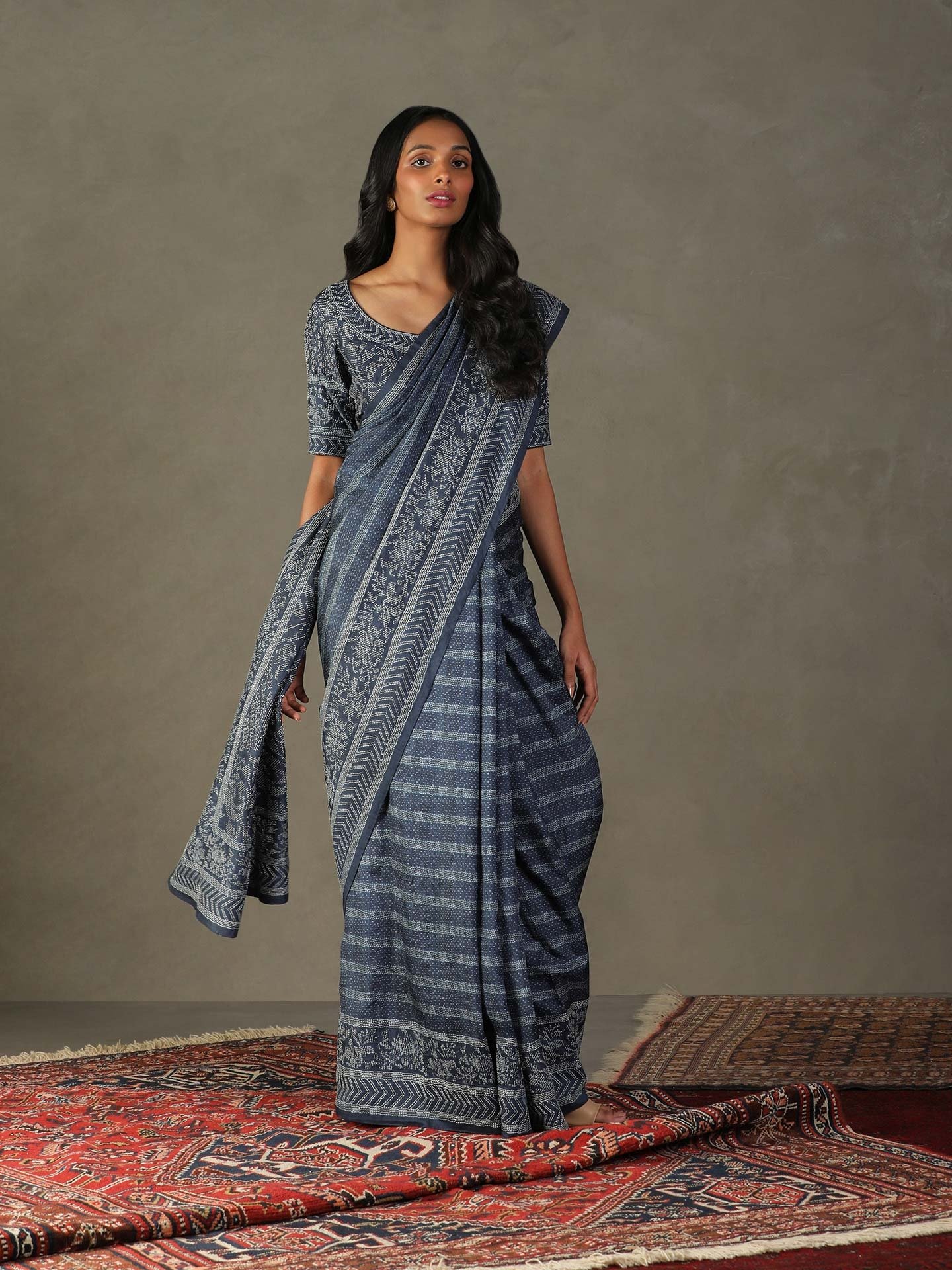 Blue Mirage Ayati Saree With Unstitched Blouse — image 6
