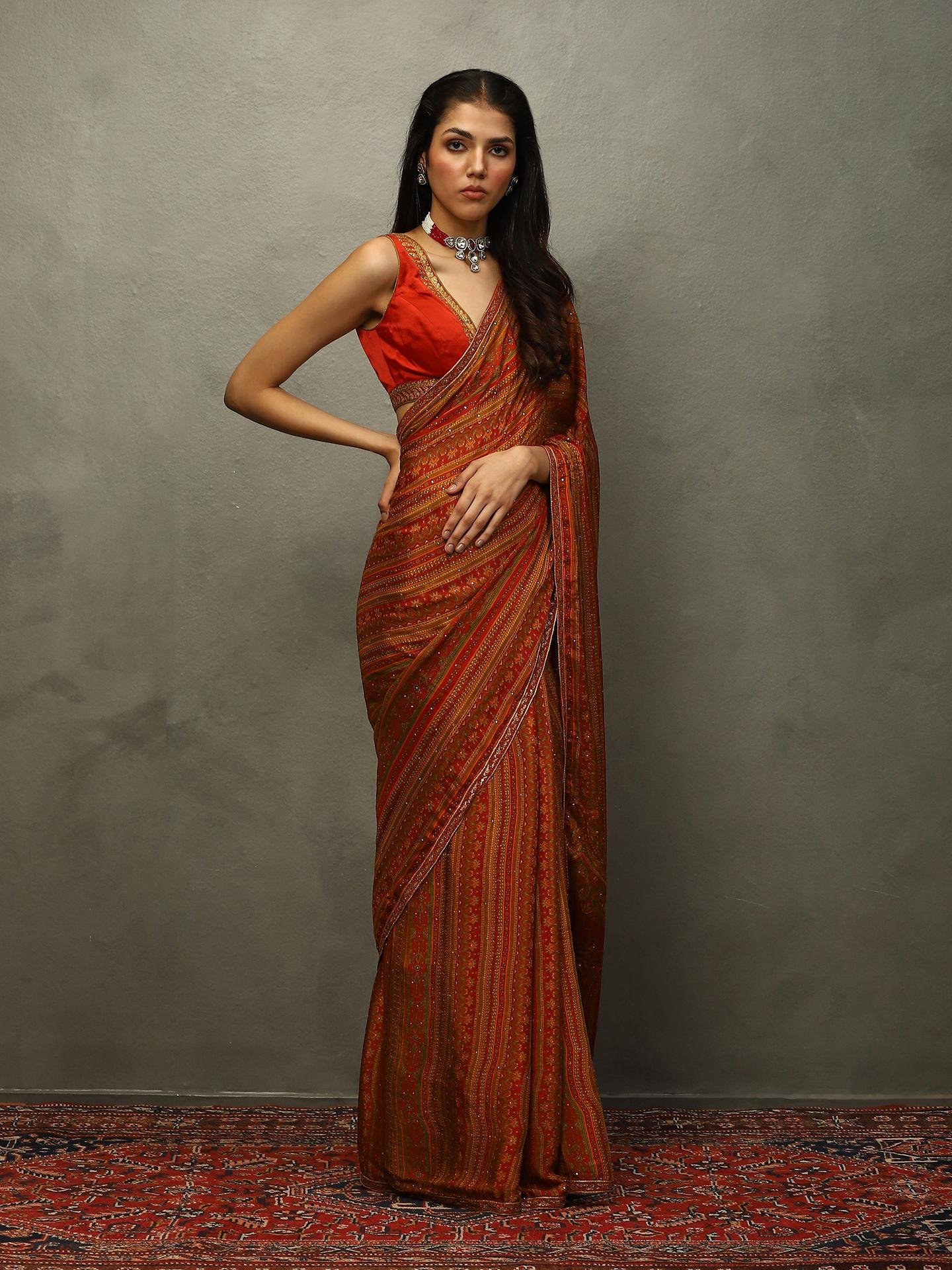 Red & Beige Vasu Saree — image 6