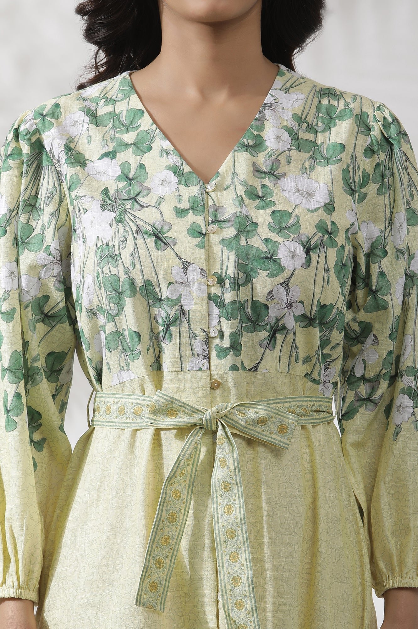Yellow Floral Printed Shirt Dress — image 6