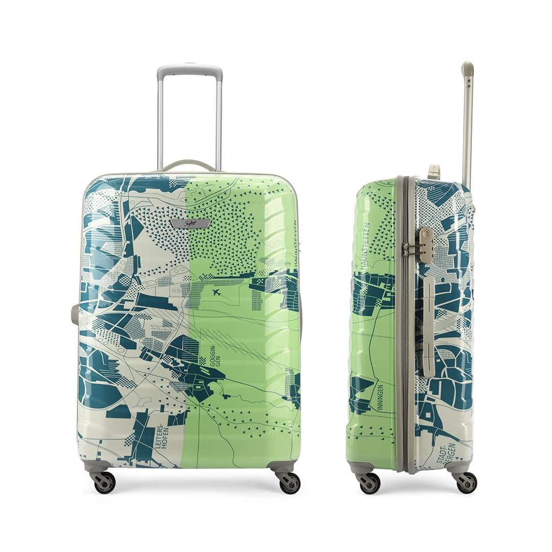 Skybags Tooper Set of 3 (Cabin+ Medium+Large) Hard Luggage (55+65+75 cm) | Polypropylene Luggage Trolley with 8 Spinner Wheels|Green|Unisex — image 6