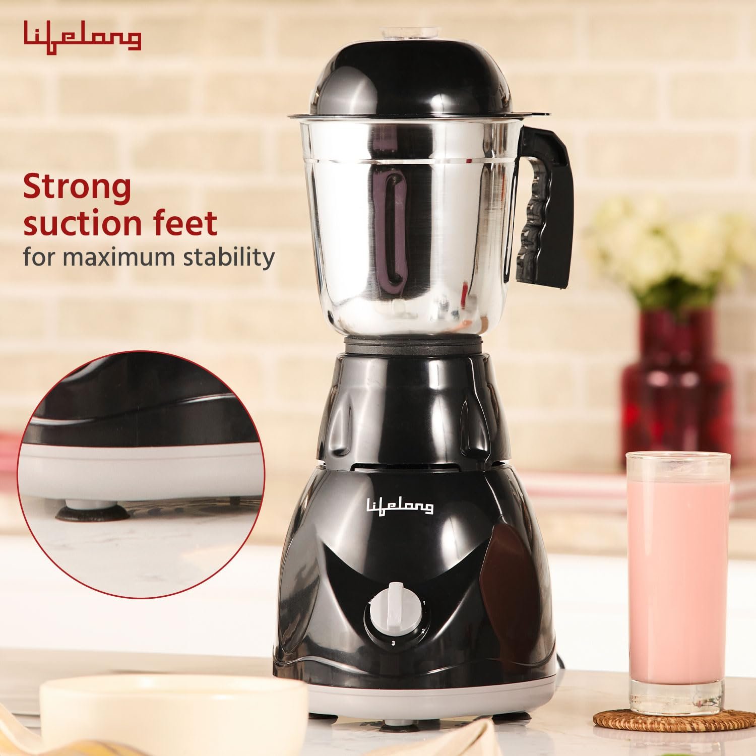 Lifelong LLMG23 Power Pro 500-Watt Mixer Grinder with 3 Jars (Liquidizing, Wet Grinding and Chutney Jar), Stainless Steel blades, 1 Year Warranty — image 2