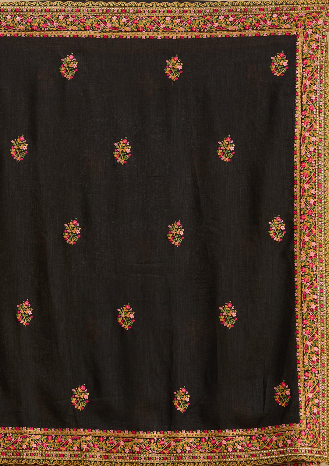 Black Kashmiri Soft Raw Silk Saree — image 4