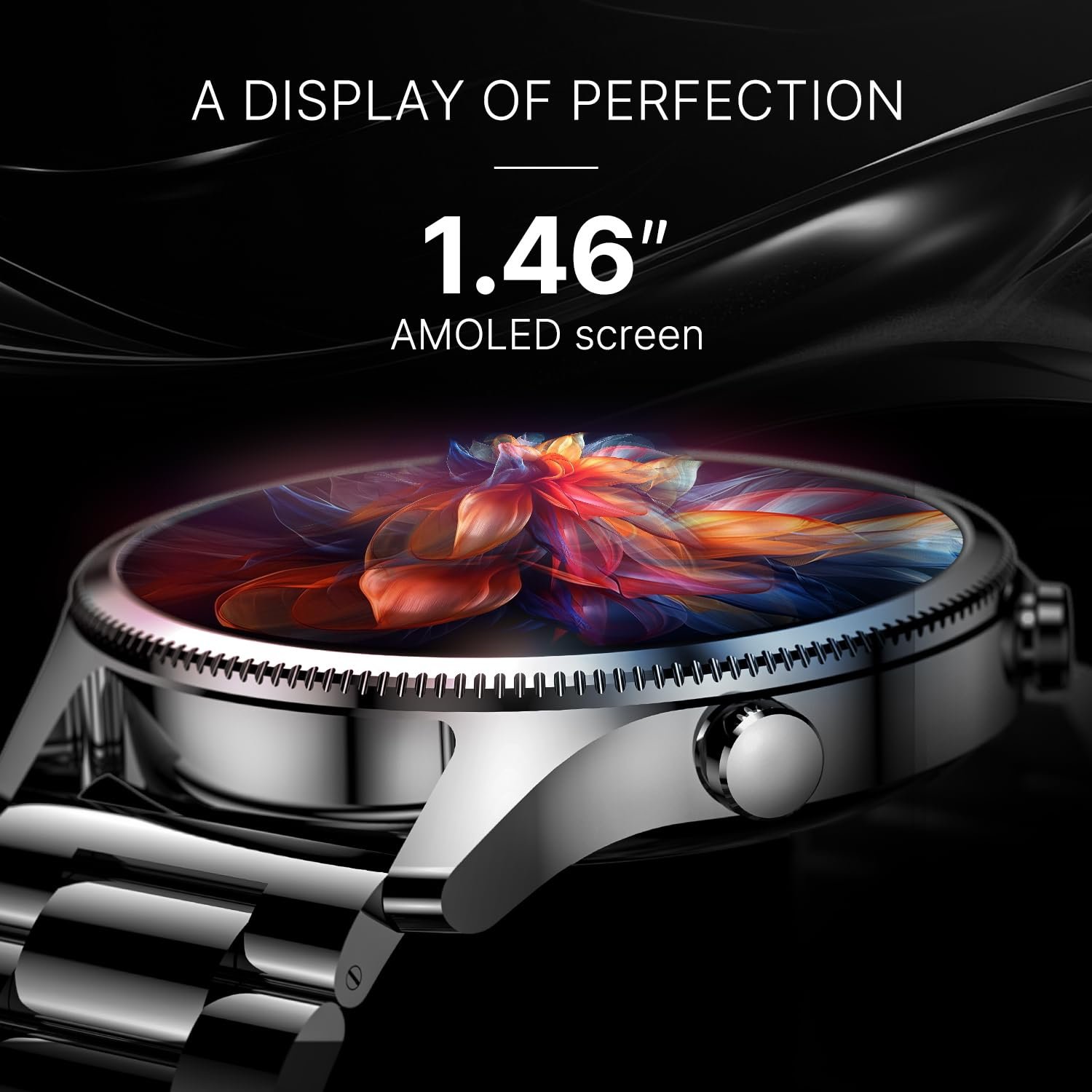 Noise Halo Plus 1.46" Super AMOLED Display Elite Smart Watch, Bluetooth Calling, Stainless Steel Build, Always on Display, Upto 7 Days Battery (Elite Black) — image 5