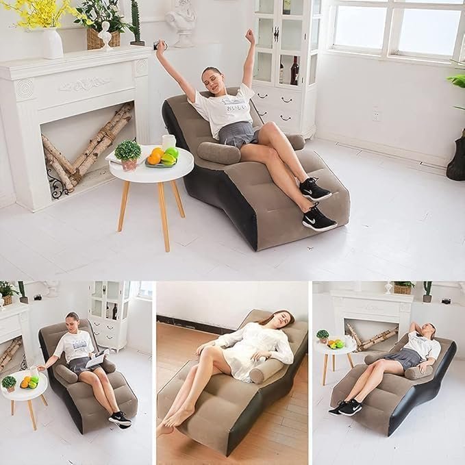 Pearo Inflatable Air Sofa Chair - Portable Single Seater Recliner Sofa Bed Set with Pump, Comfortable Air Chair, Inflatable Lounge Chair for Home, Outdoors & Travel — image 5
