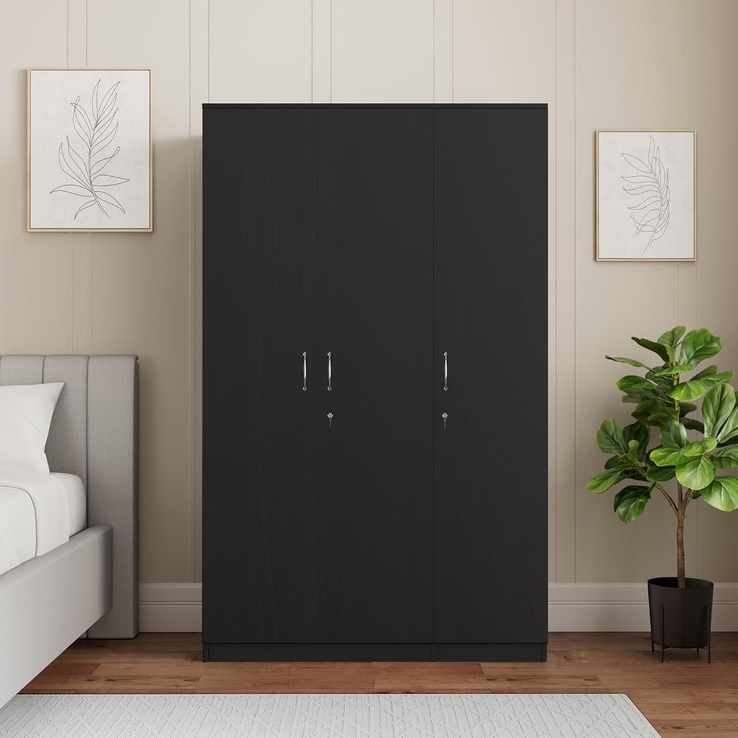 Amazon Brand - Solimo Alpha 3 Door Engineered Wood Wardrobe Drawer (Wenge Finish)