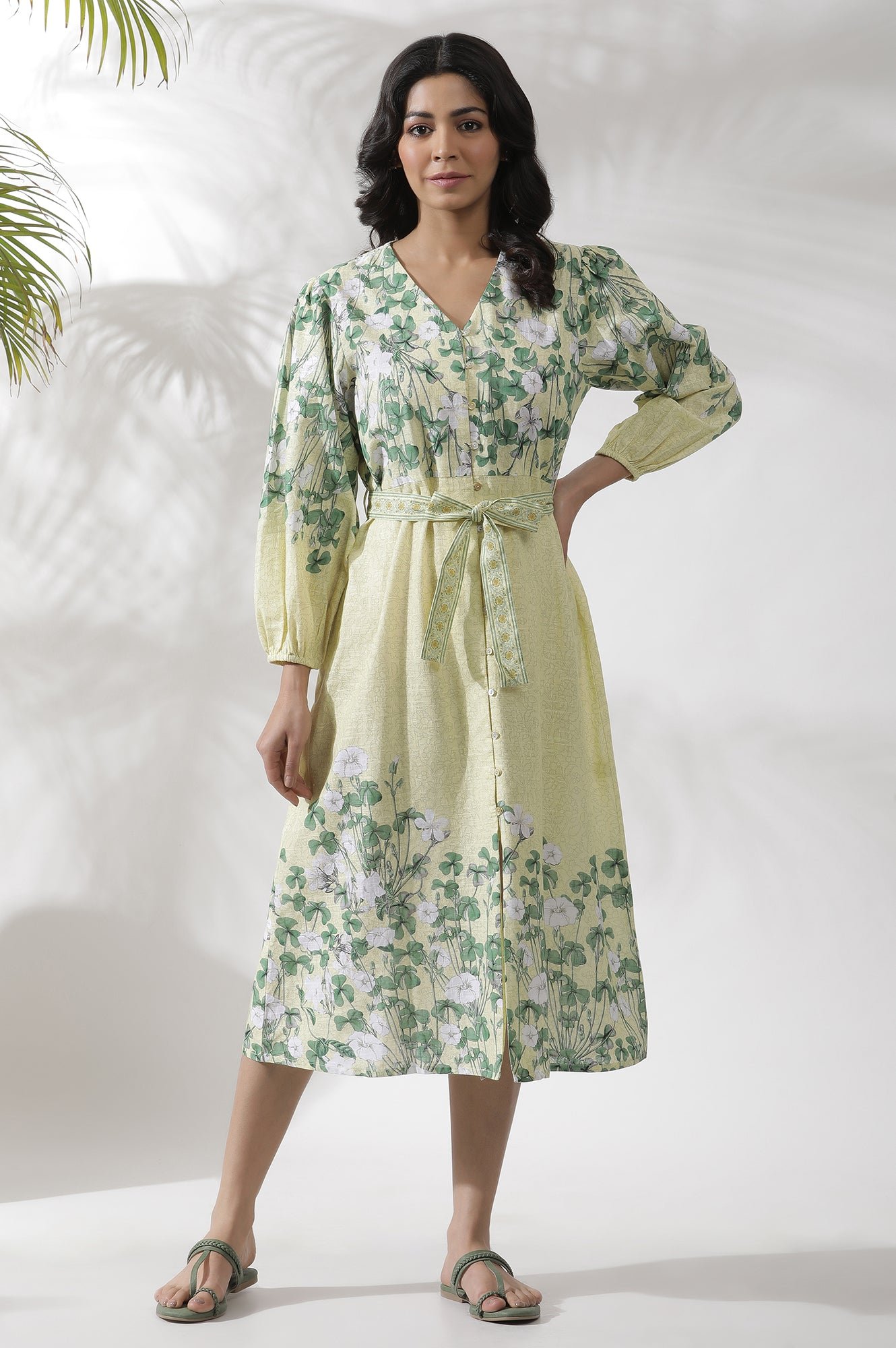Yellow Floral Printed Shirt Dress — image 10