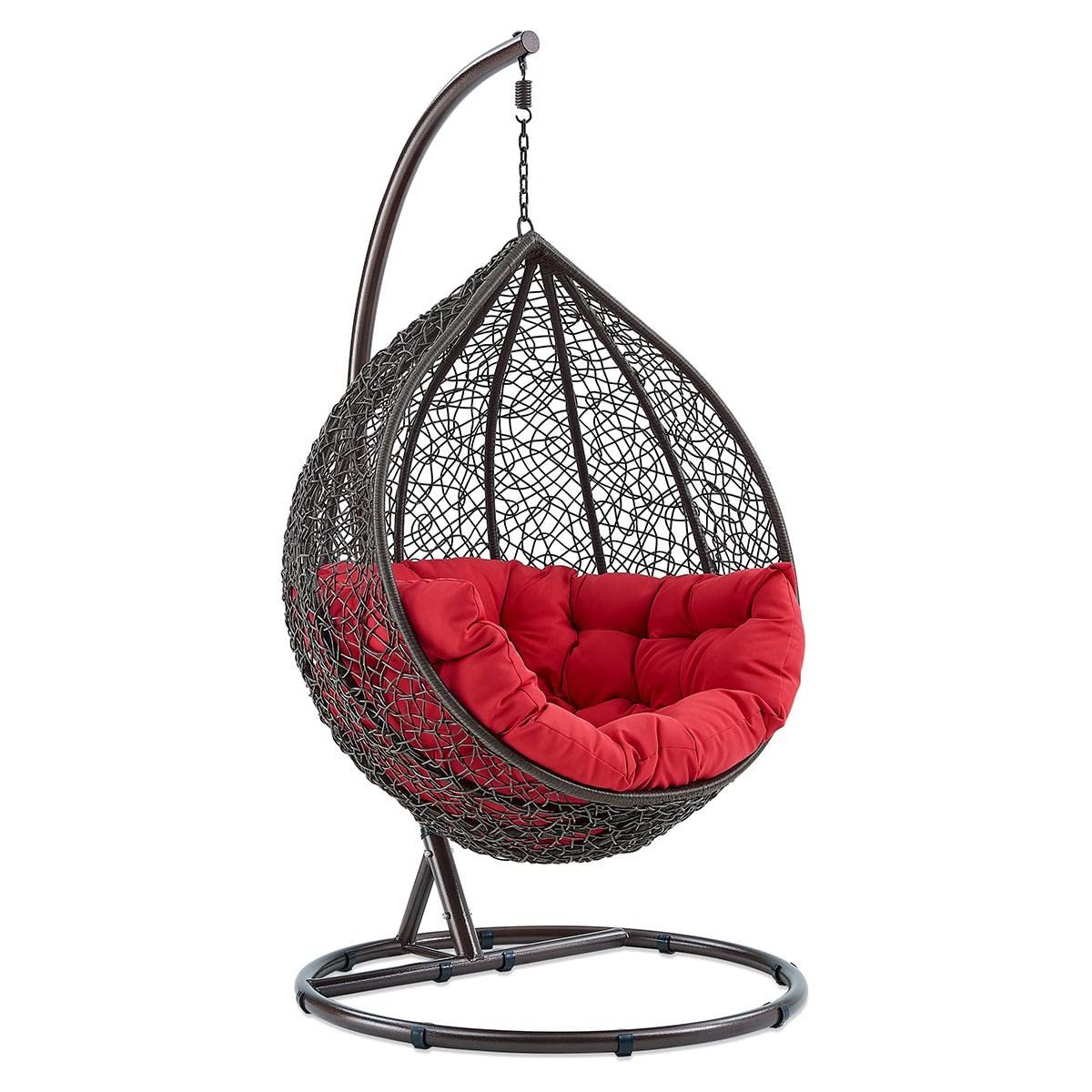 Rattan Knots Craft India Single Seater Swing Chair With Stand & Cushion Outdoor Indoor Balcony Garden Patio,Powder Coated Frame,Uv Protected Wicker,Premium Cushion Af_In_038 — image 2