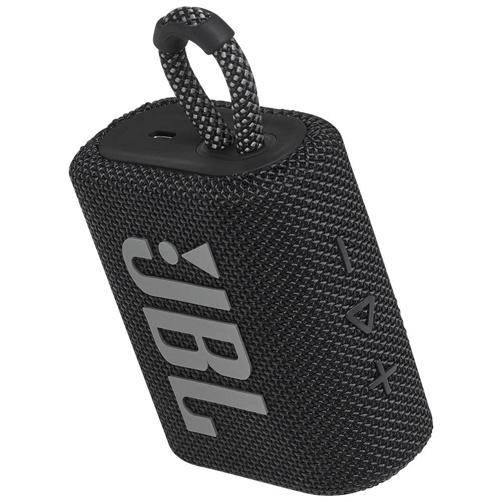 JBL Go 3 Wireless Portable Bluetooth Mini Speaker, Small Speaker with Pro Sound, Vibrant Colors with Rugged Fabric Design, Lightweight IP67 Waterproof, Type C Interface (Without Mic, Black) — image 2