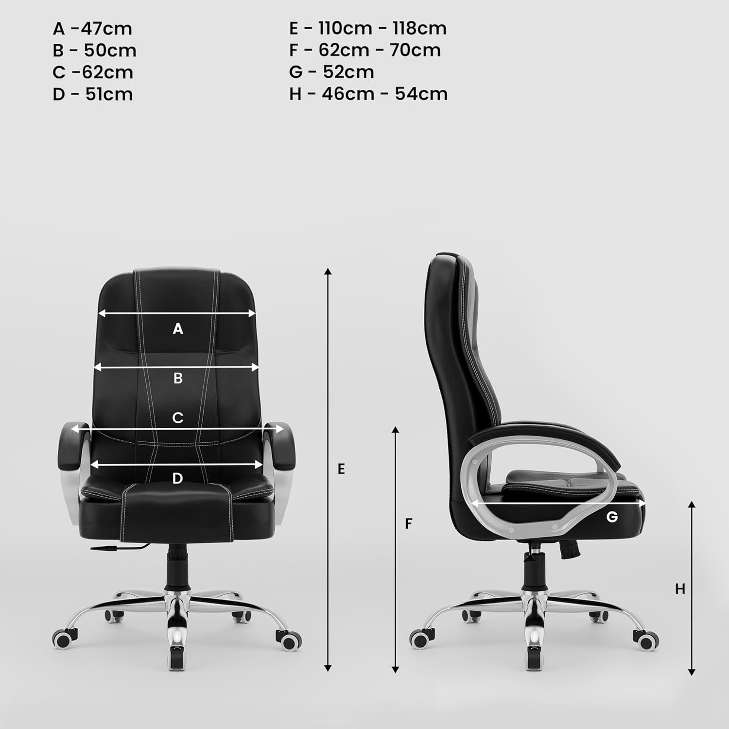 Executive Boss Chair with Spacious Cushioned Seat | Heavy Duty Metal Base | High Back | 3 Years Warranty (Black) — image 2
