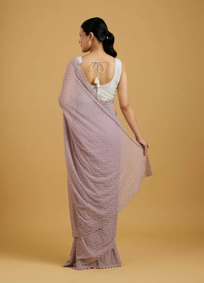 Dazzling Purple Georgette Saree — image 4