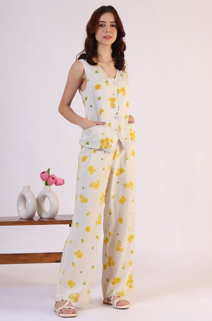 Floral Printed Rayon Top & Parallel Pant Co-Ord Set — image 3