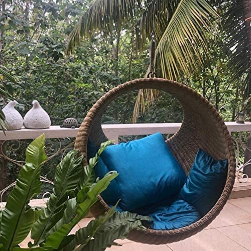 Hanging Swing Chair for Balcony & Living Room | Handwoven Cane Hammock Zula for Adults | Indoor Outdoor Single Seater Jhula | Handmade Rattan Swing Chair (91x46x91 cm) — image 4