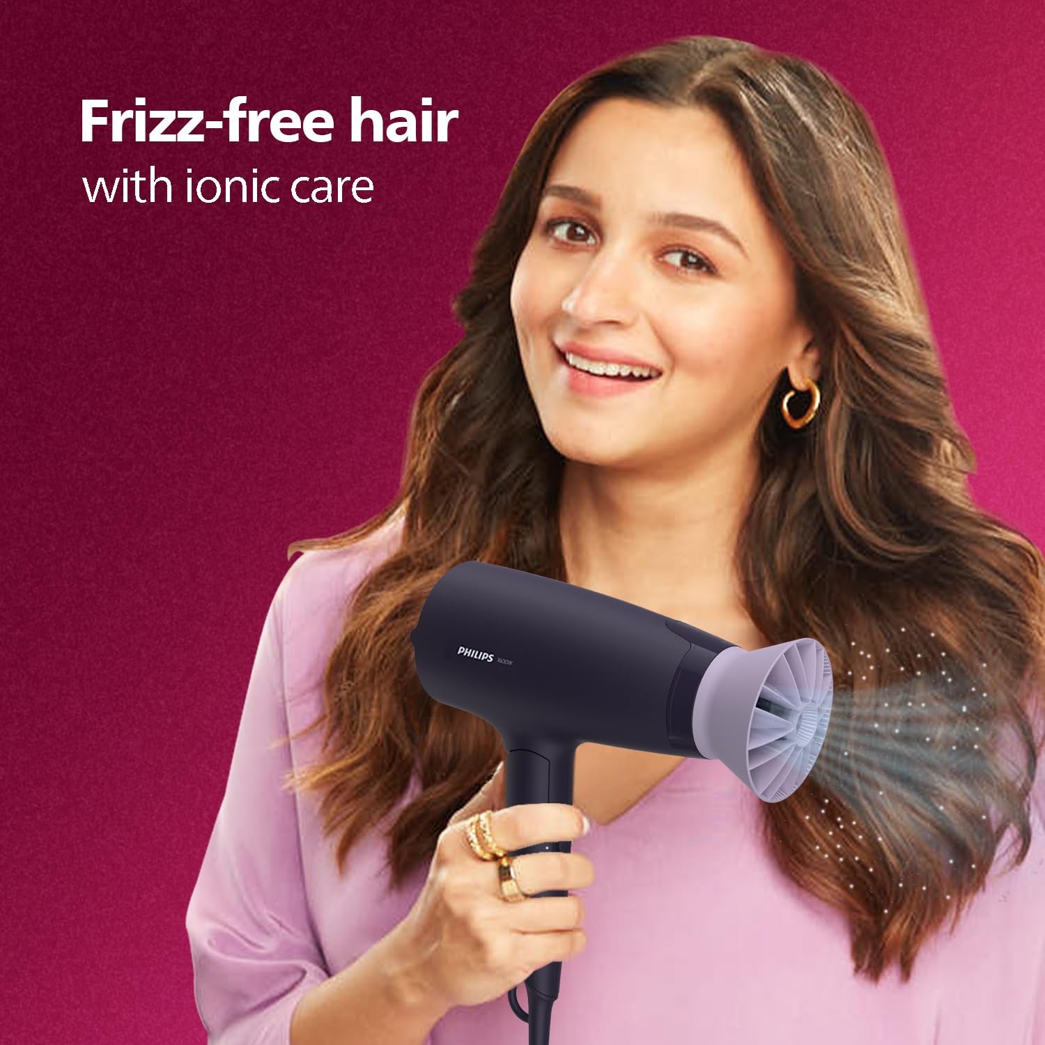 Philips Hair Dryer Powerful Drying with Less HeatIIonic Care for Smooth & Shiny HairI 3 Styling Options for Salon like BlowdryI 1600 WattsI Cool ShotI Men & WomenI 2 Year WarrantyI BHD318/00, Purple — image 4