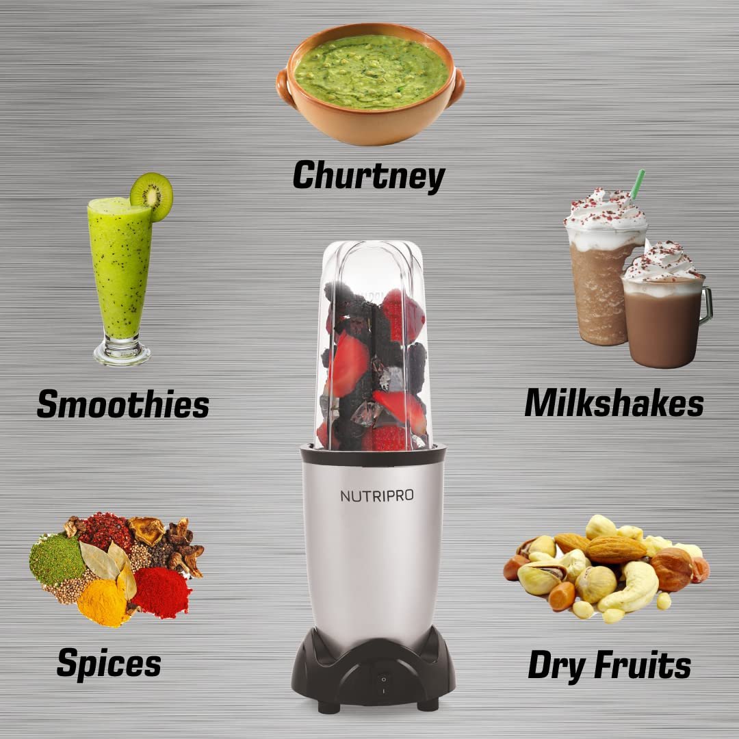 NutriPro Juicer Mixer Grinder - Smoothie Maker - 500 Watts (2 Jar, Silver) - 2 Year Warranty — image 4