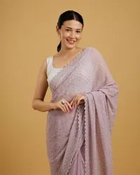 Dazzling Purple Georgette Saree — image 7