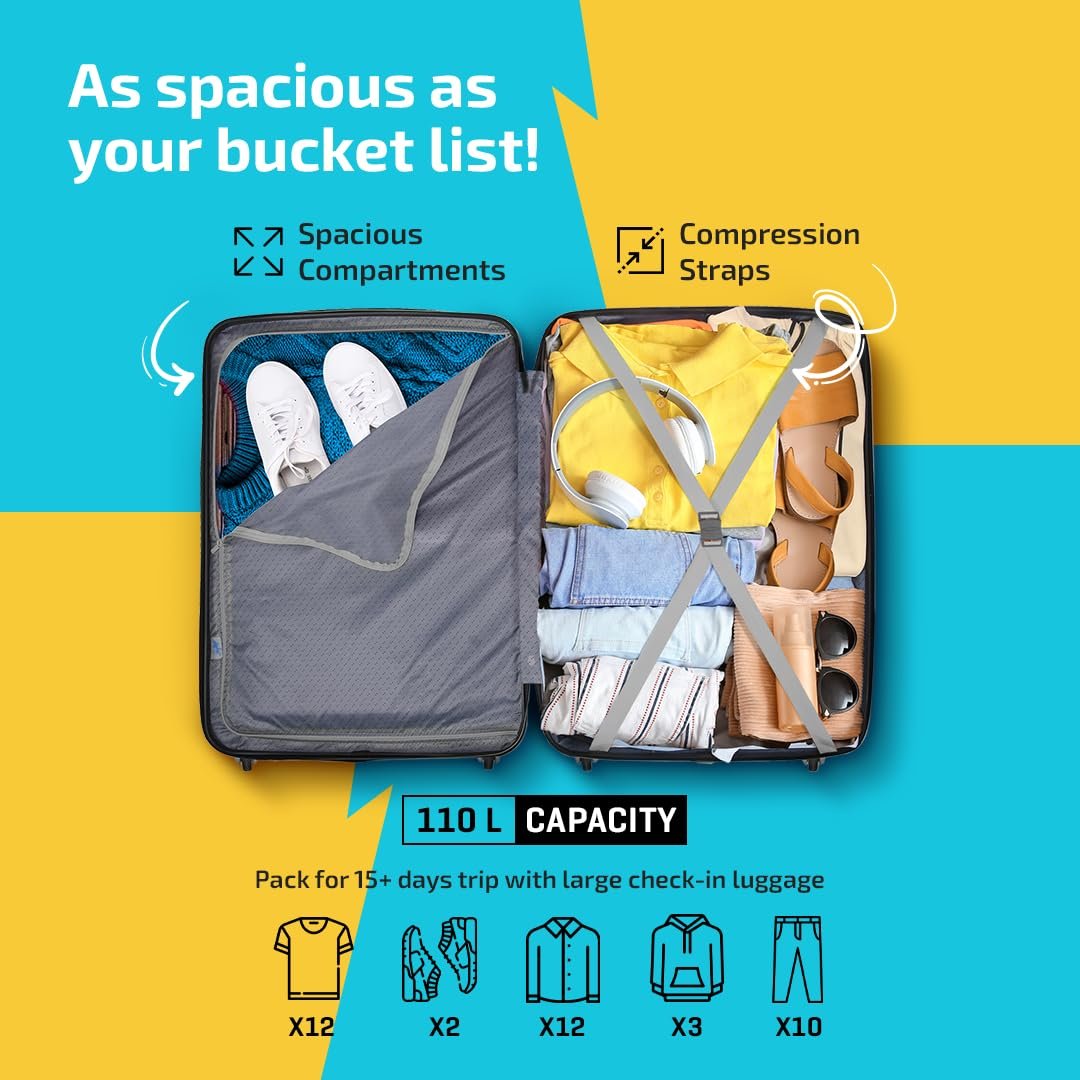 Skybags Tooper Set of 3 (Cabin+ Medium+Large) Hard Luggage (55+65+75 cm) | Polypropylene Luggage Trolley with 8 Spinner Wheels|Green|Unisex — image 2