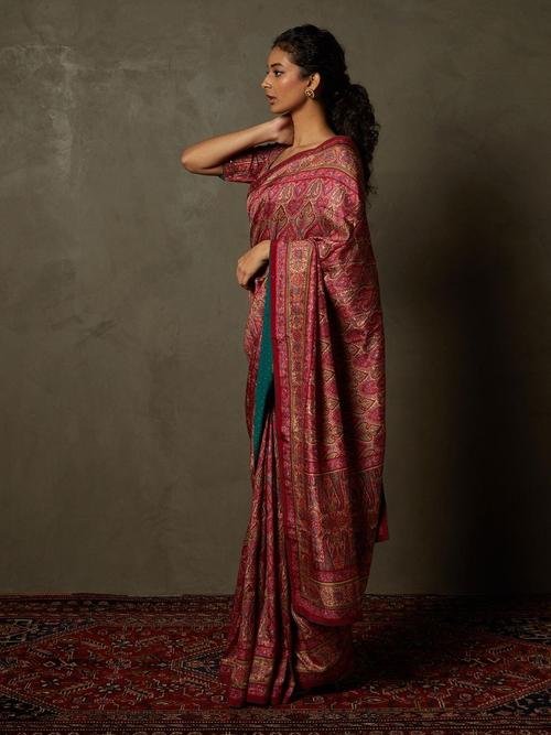 Pink & Beige Shereen Saree With Unstitched Blouse — image 5