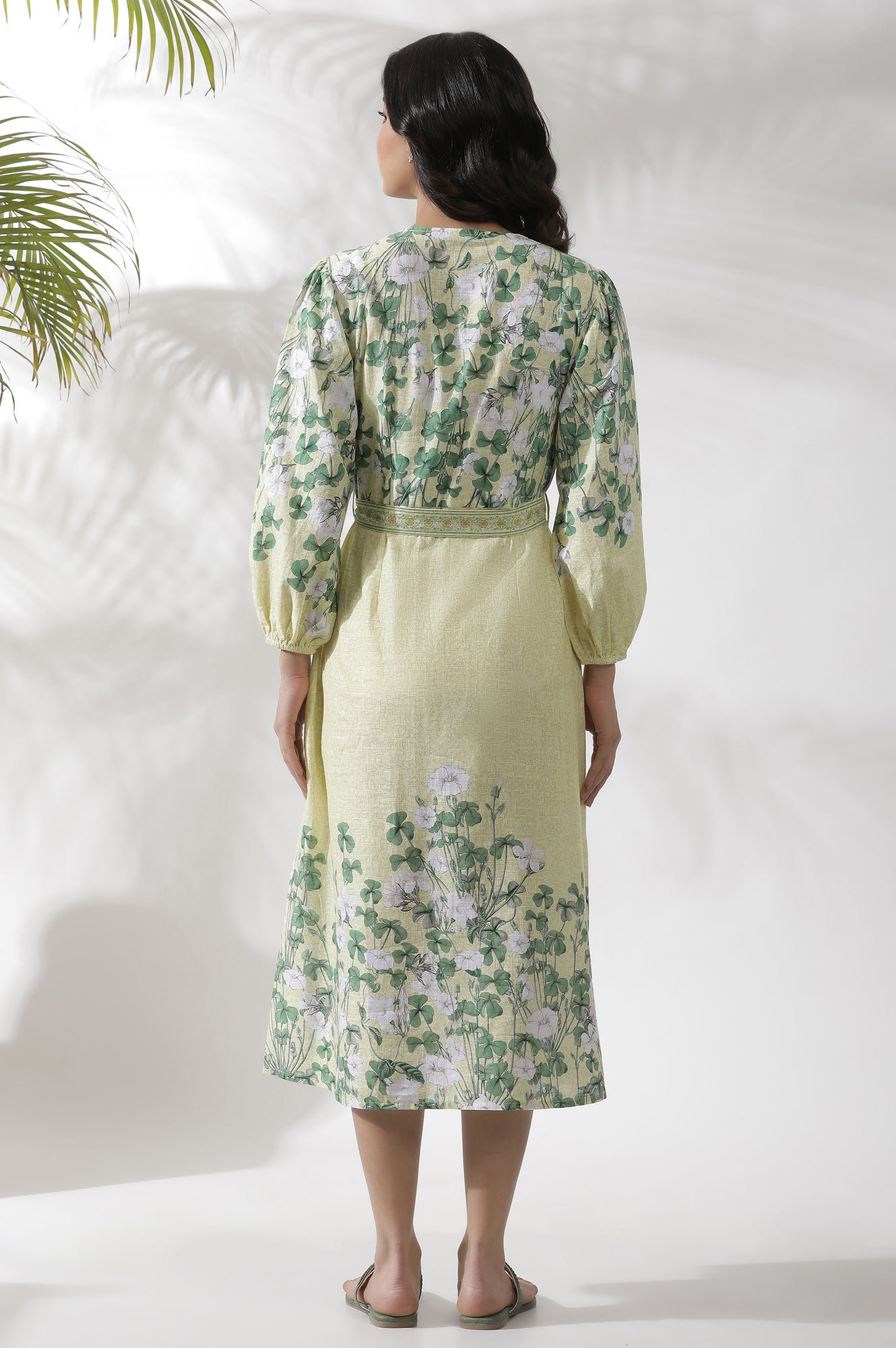 Yellow Floral Printed Shirt Dress — image 7