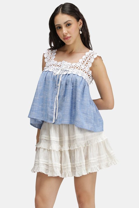Imani 100% Cotton Lace Neck Baby Doll Top — image 4