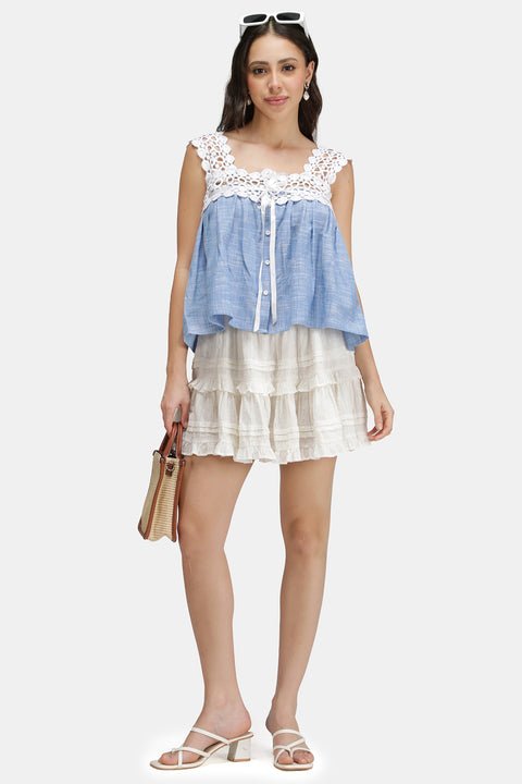 Imani 100% Cotton Lace Neck Baby Doll Top — image 6