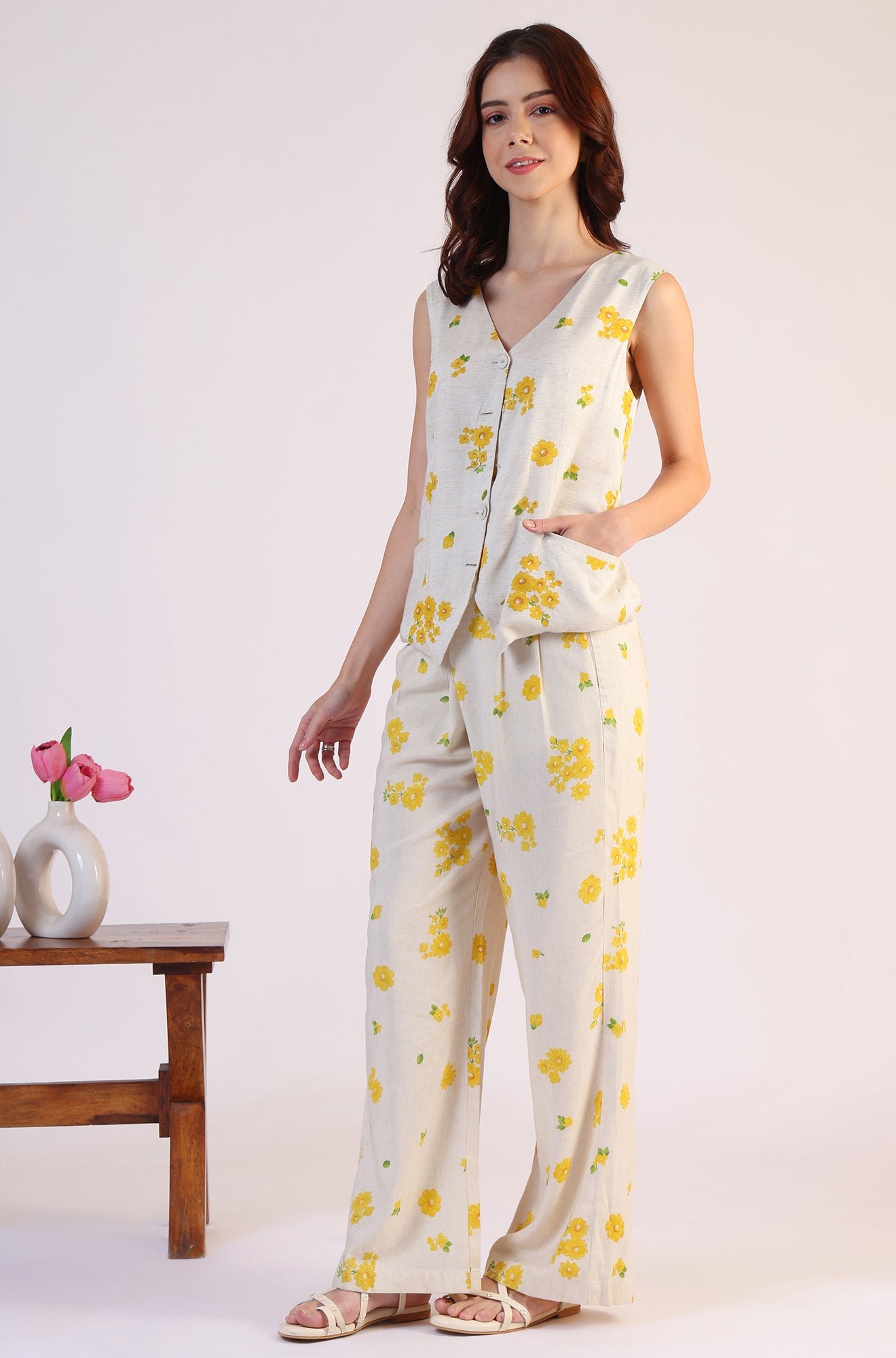 Floral Printed Rayon Top & Parallel Pant Co-Ord Set — image 8