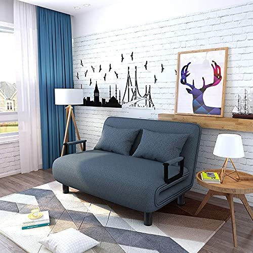 Royal Interiors 3 Seater Foldable Sofa with Cushion and Armrests | Compact Sleeper Couch for Small Spaces | Sleeper Sofa for Living Room, Bedroom | Convertible Tri-Fold Sofa Cum Bed (Blue) — image 1