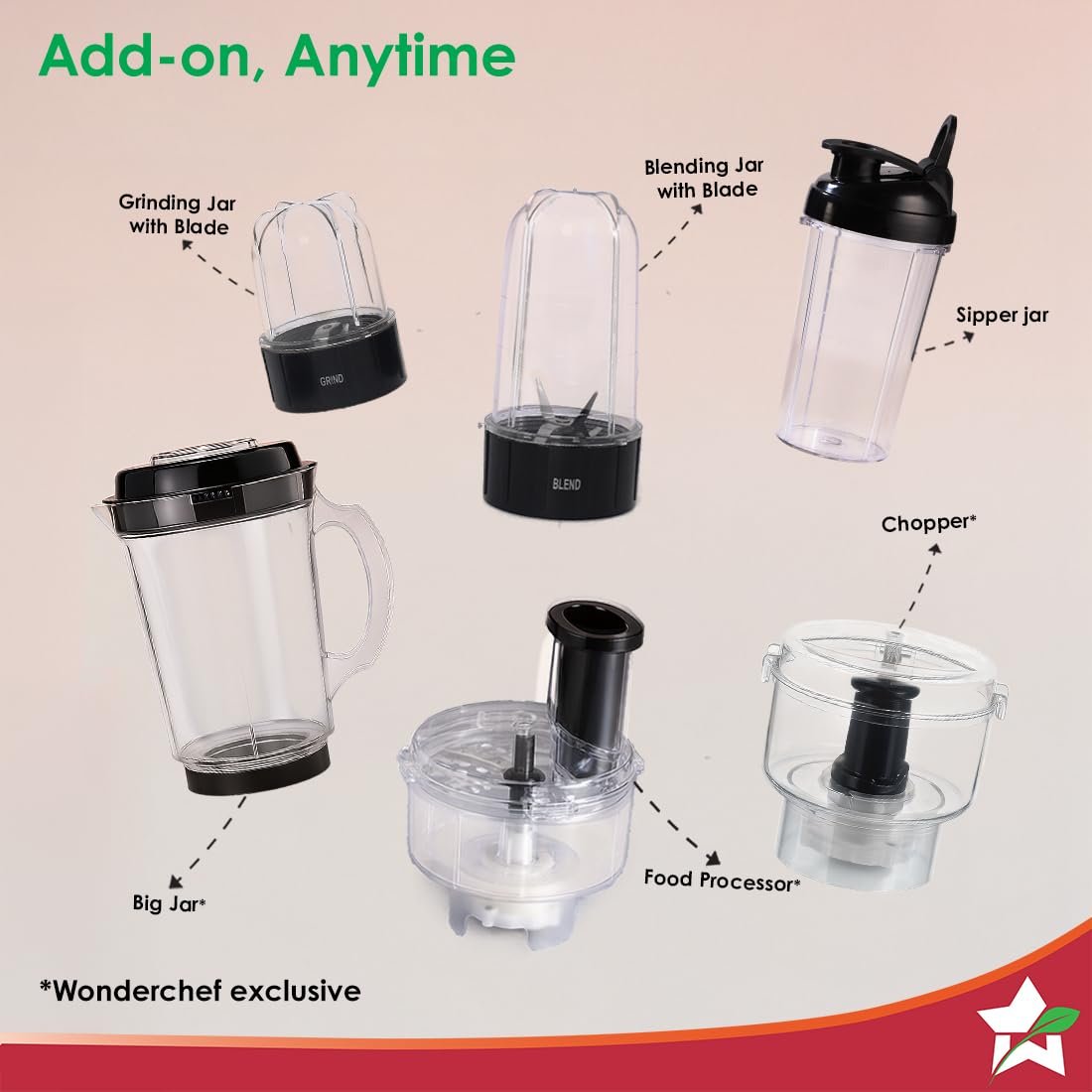 Wonderchef Nutri-blend 500W Juicer Mixer Grinder, 22000 RPM Copper Motor, Smoothie Maker, Masala Grinder, Chutney Blender, 2 Unbreakable Jars, Recipe Book by Chef Sanjeev Kapoor, 2 Yr Warranty, Black — image 3