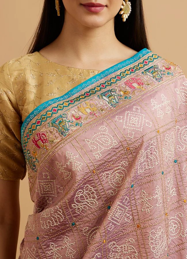 Engagement Glory Purple Silk Saree with Embroidery and Zari — image 2