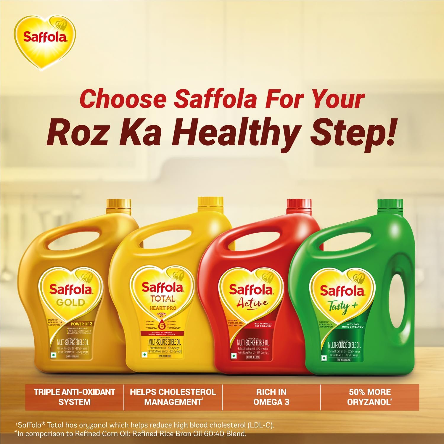 5 Litre Jar + Free 1 Litre Pouch Saffola Gold Refined Cooking oil | Blended of Rice Bran & Sunflower oil — image 3
