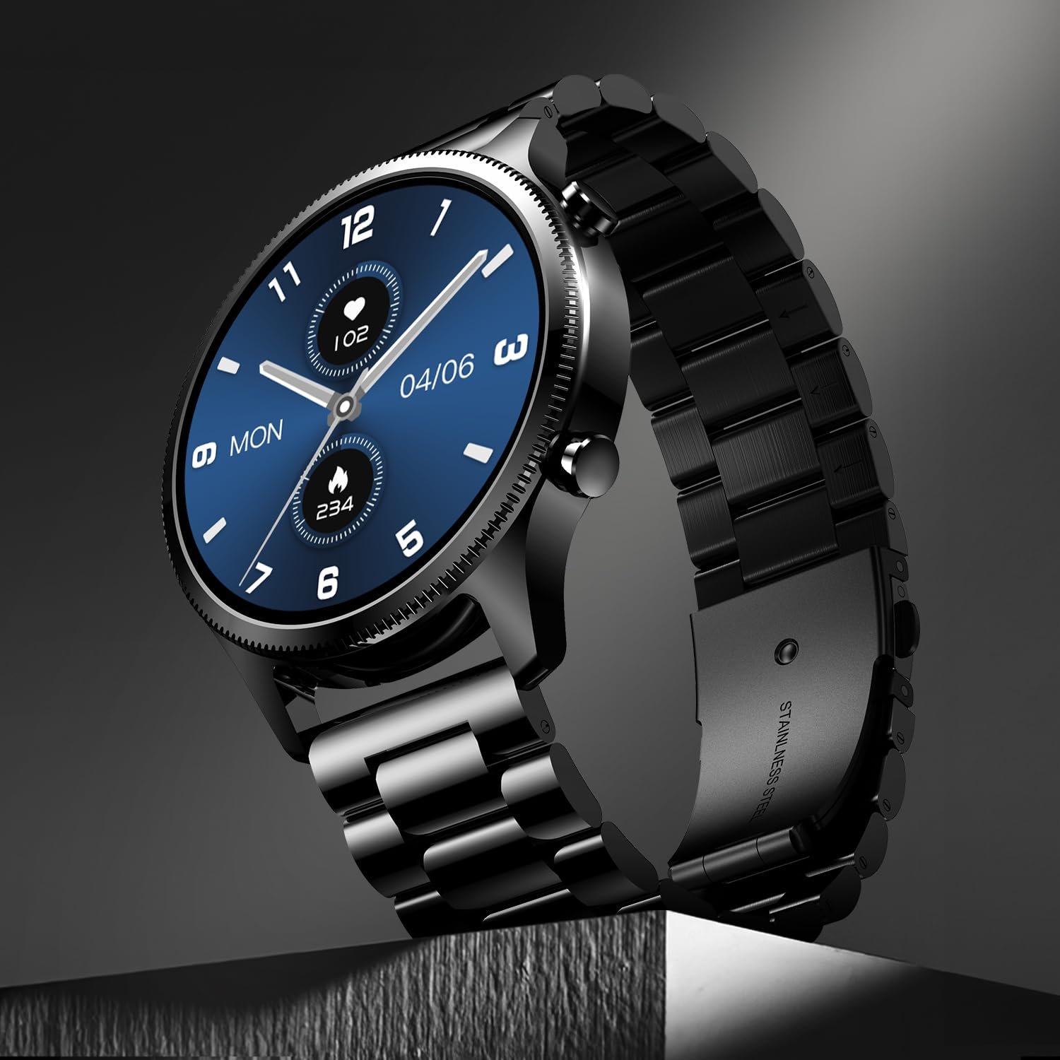 Noise Halo Plus 1.46" Super AMOLED Display Elite Smart Watch, Bluetooth Calling, Stainless Steel Build, Always on Display, Upto 7 Days Battery (Elite Black) — image 4
