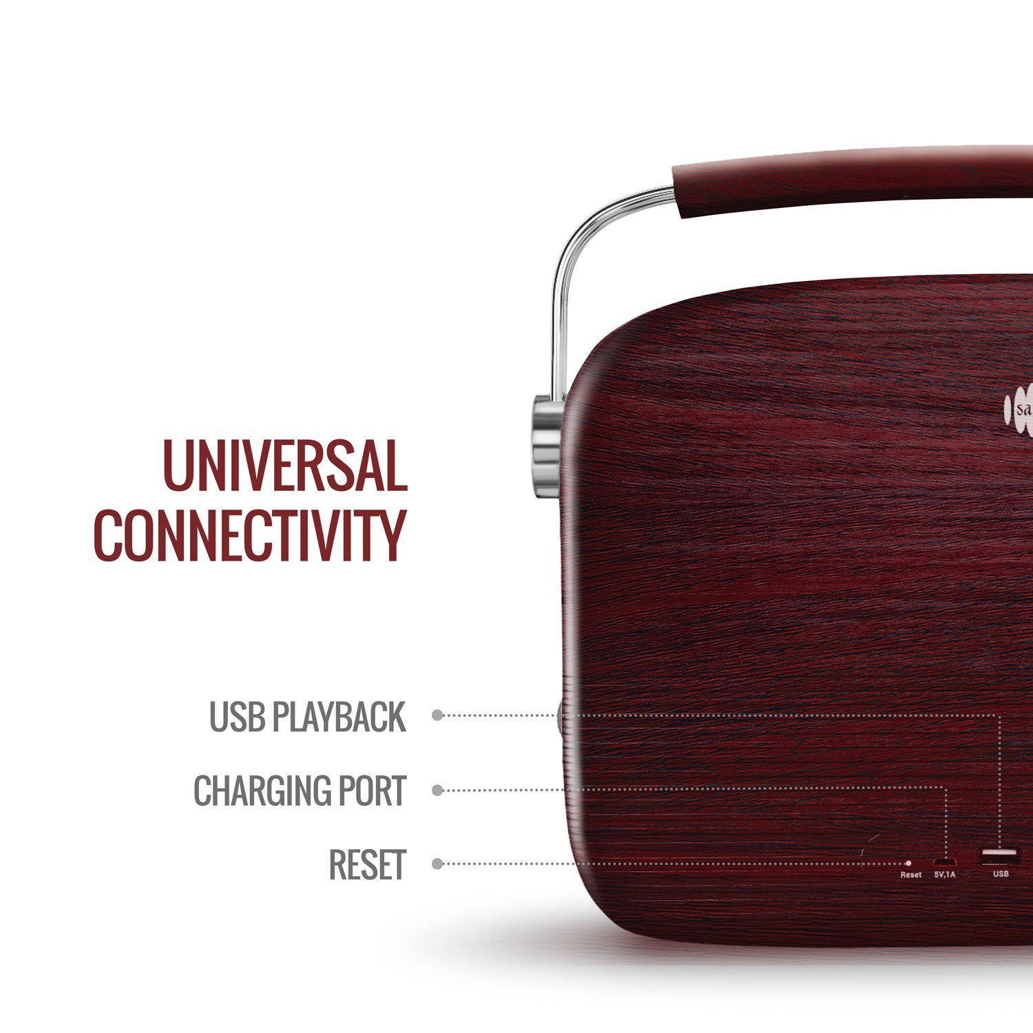 Saregama Carvaan Hindi - Portable Music Player with 5000 Preloaded Songs, FM/BT/AUX (Cherrywood Red) — image 6