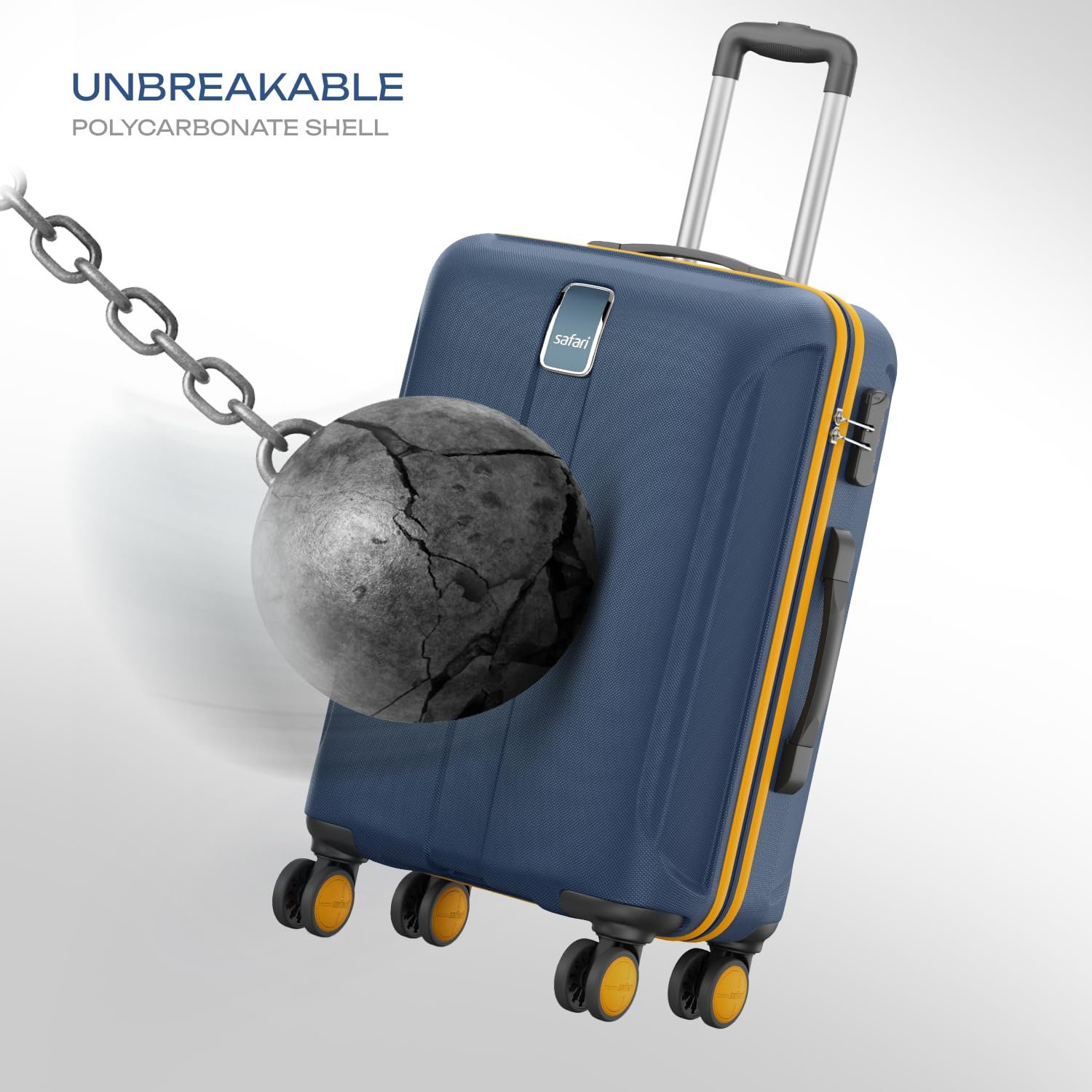Safari Thorium Neo 8 Wheels 55,66 and 77 Cm Small,Medium and Large 4 Wheel Inline 3 Trolley Bags Polycarbonate 360 Degree Wheeling System Luggage,4 Wheel Inline Trolley Bags,Graphite Blue — image 7