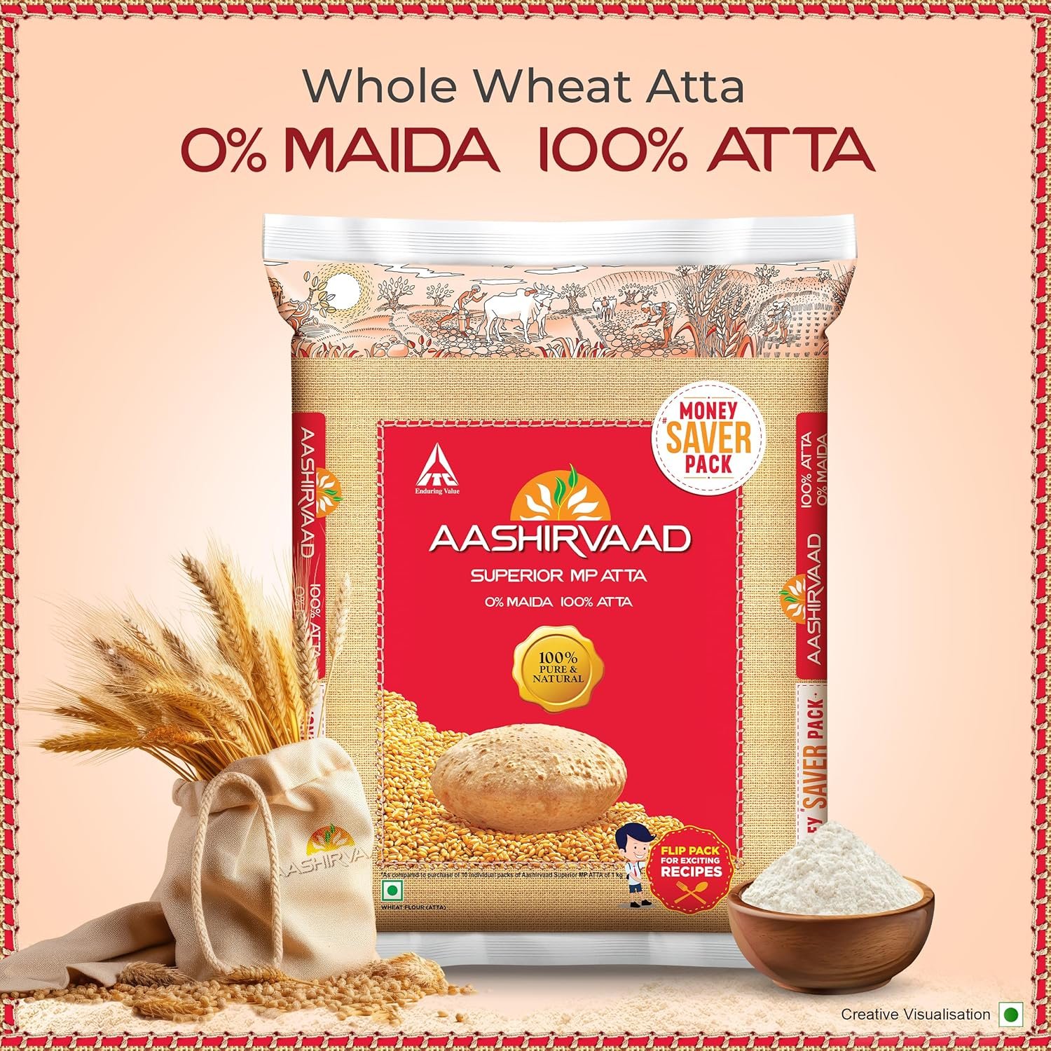 Aashirvaad Superior MP Atta, 10kg, Wheat Flour — image 3