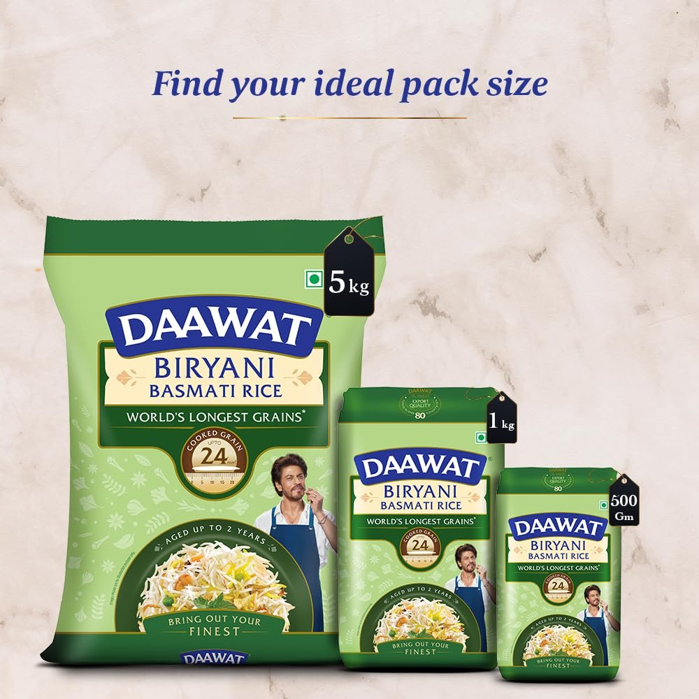 5 Kg Daawat Biryani Basmati Rice | World s Longest Rice Grain expands 24mm* | Tasty, Non-sticky & Rich Aroma |Naturally Aged — image 3