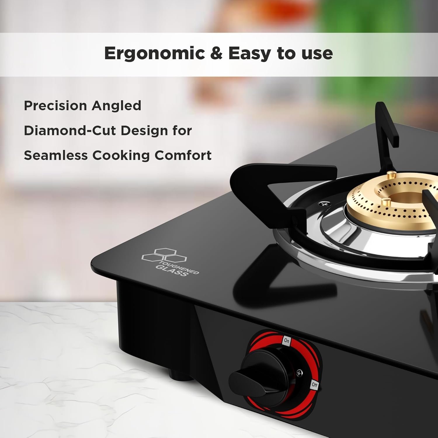 Butterfly Smart 2 Burner Glass Top Gas Stove | Manual Ignition | Scratch Resistant Toughened Glass | Brass Burners | Skid-proof Legs | 1 Year Manufacturer's Warranty | Black — image 5
