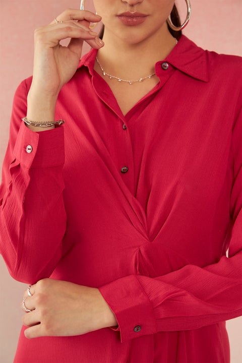 Aamna 100% Viscose Draped Shirt Dress — image 6