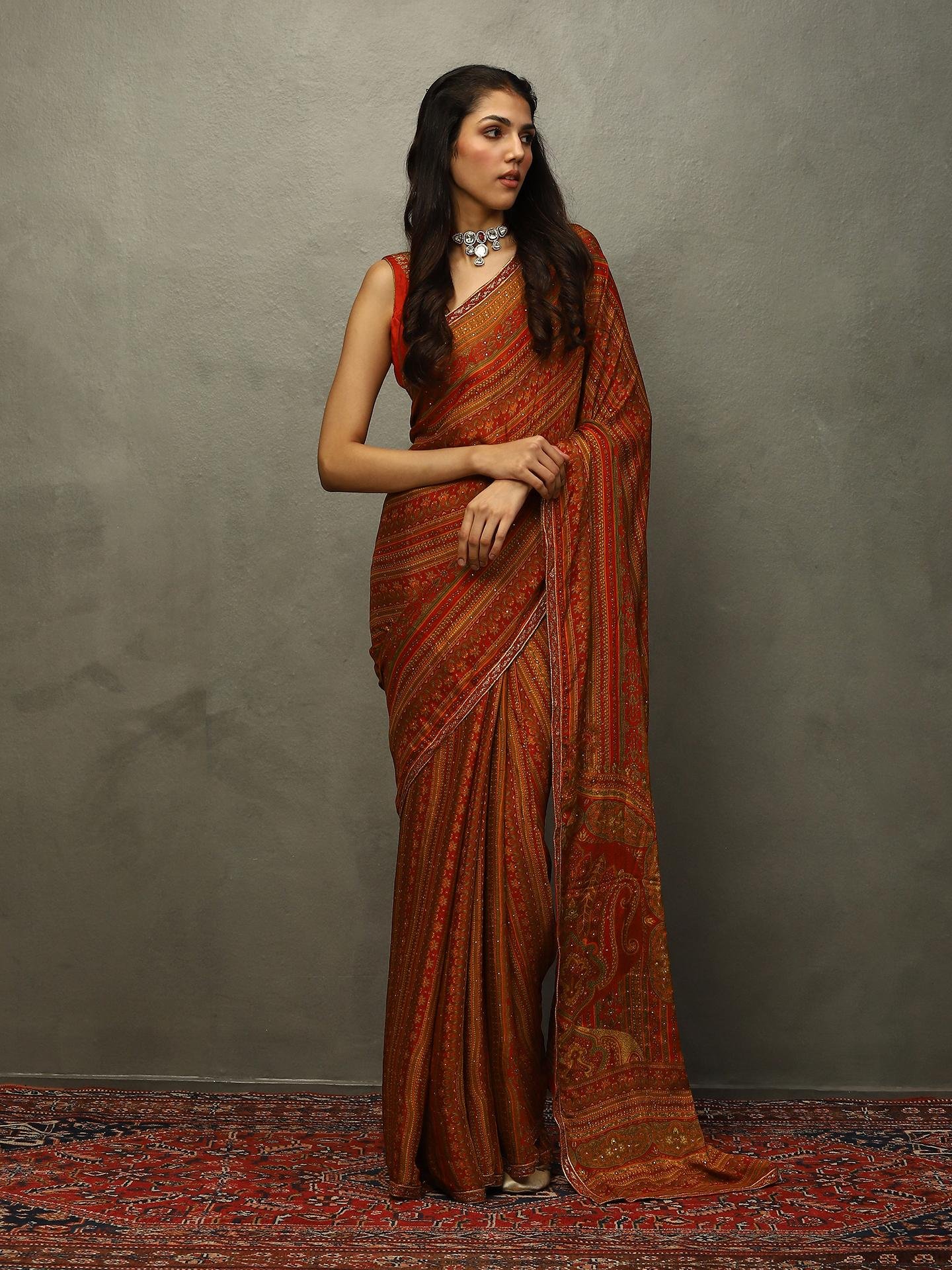 Red & Beige Vasu Saree — image 1
