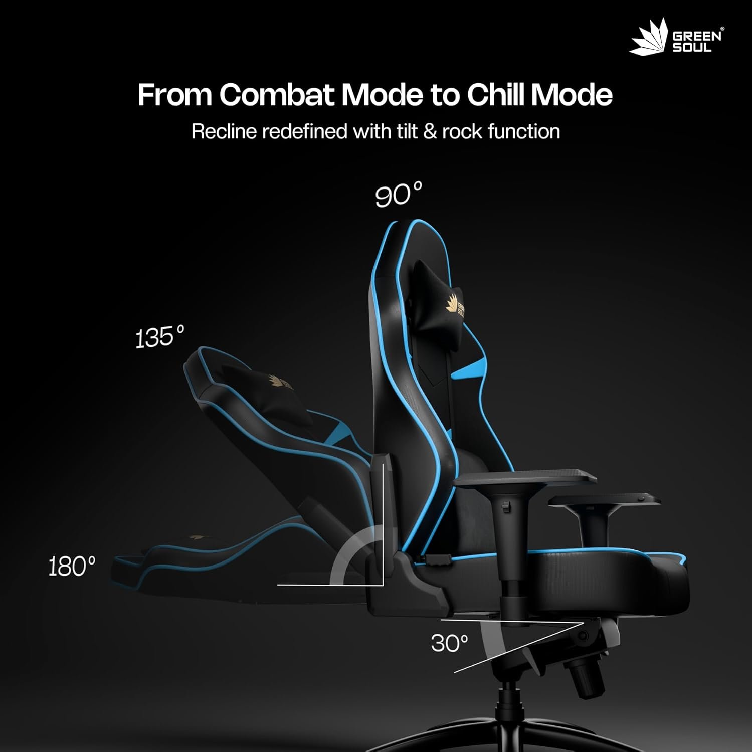 Gaming & Office Chair| Premium Spandex & PU Leather Fabric | Adjustable Neck, Lumbar Pillow | 4D Adjustable Armrests (Black Blue) — image 4
