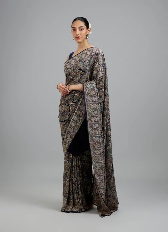 Indigo Blue Georgette Festive Saree — image 5