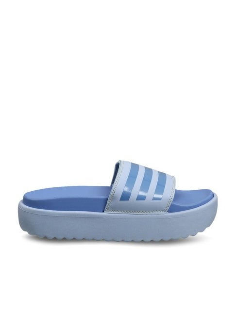 Adidas Women's ADILETTE PLATFORM Blue Slides — image 2