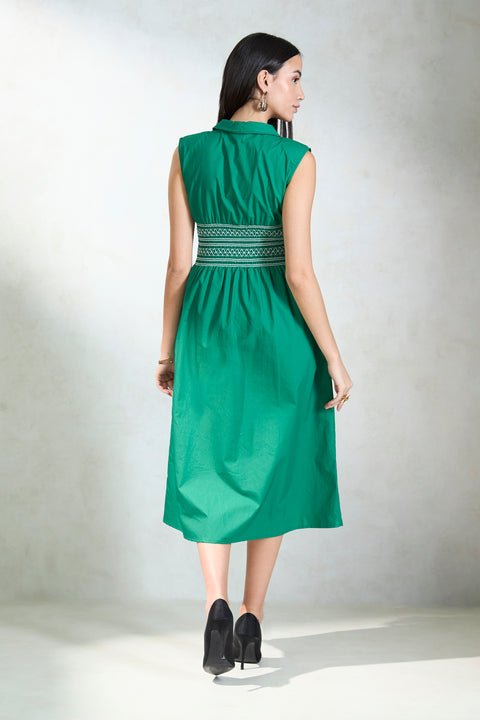 Gazelle 100% Cotton Waist Smocked Midi Dress — image 4