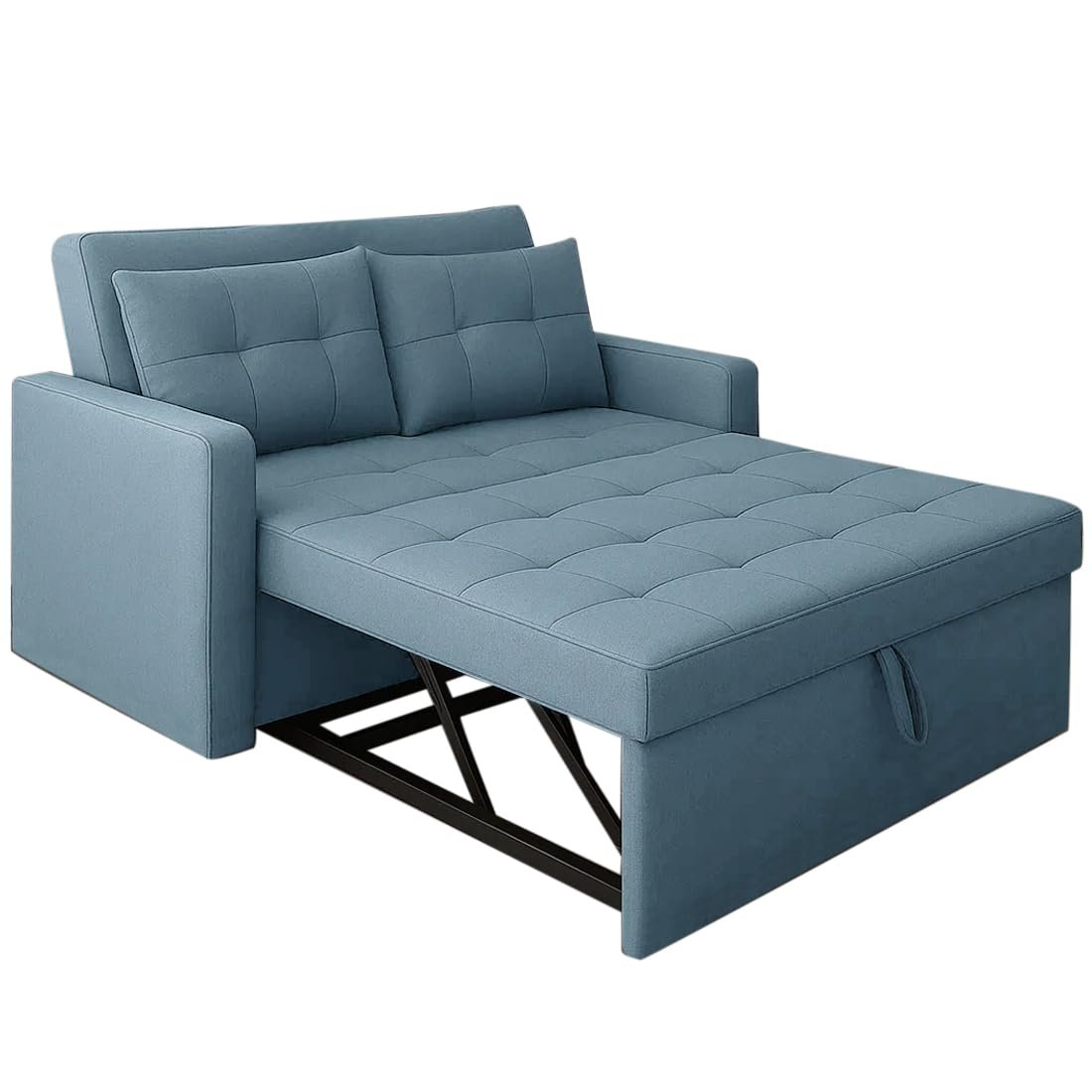 FURNY Tressa 2 Seater Pull-Out Premium Fabric Sofa Cum Bed Sofa Set for Living Room (Sky Blue Fabric) — image 4