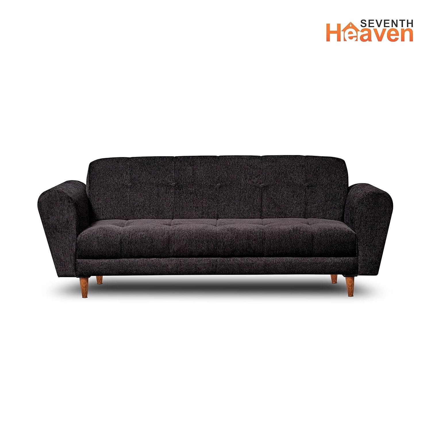 Milan 3 Seater Sofa | Luxury Comfort & Extra Spacious | Sofa | Sofa Set | Wooden Sofa Set for Living Room | Sofa for Living Room & Office (Chenille Molfino - Black) — image 3