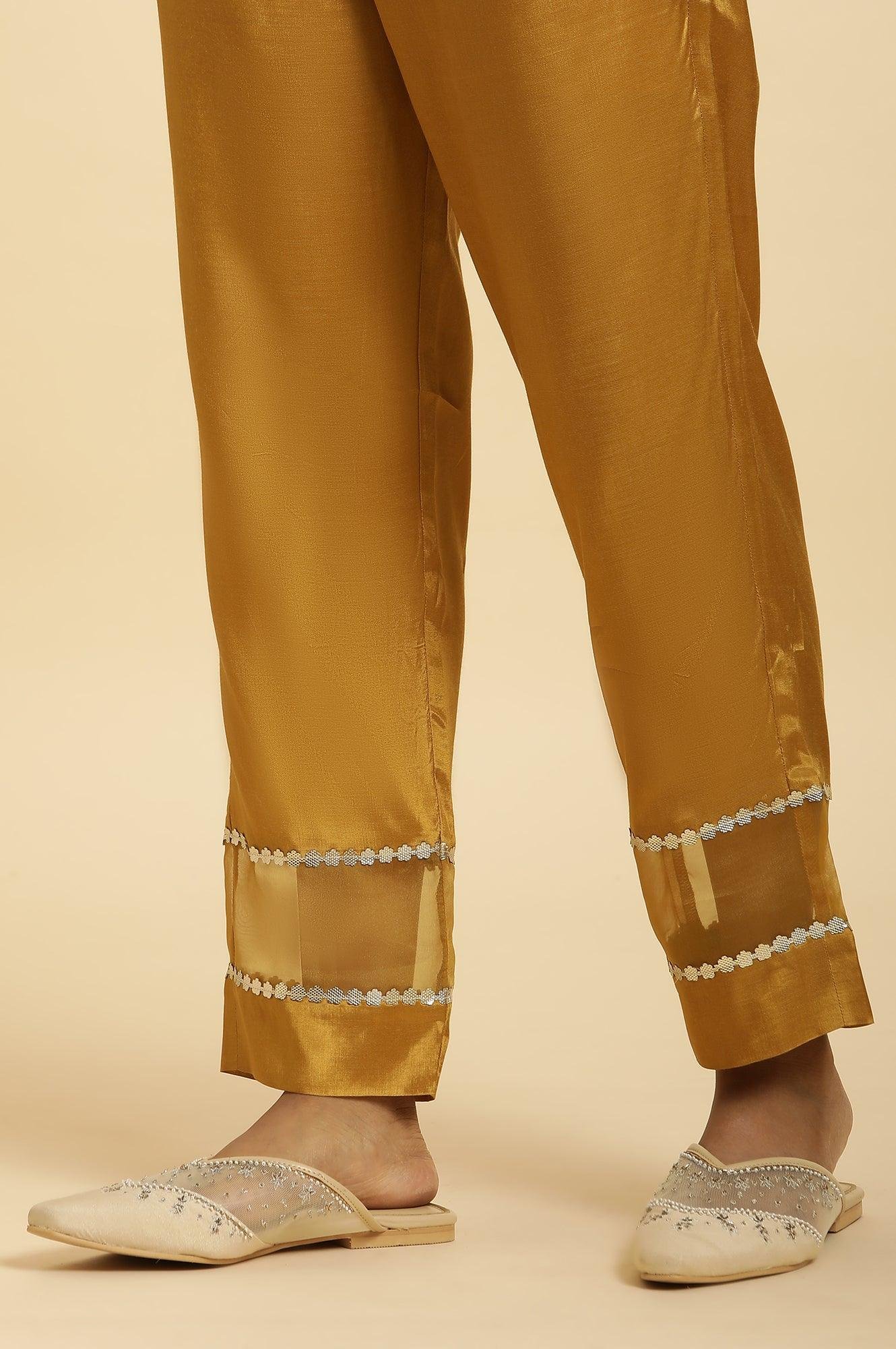 Yellow Embroidered Kurta, Pants And Dupatta Set — image 2