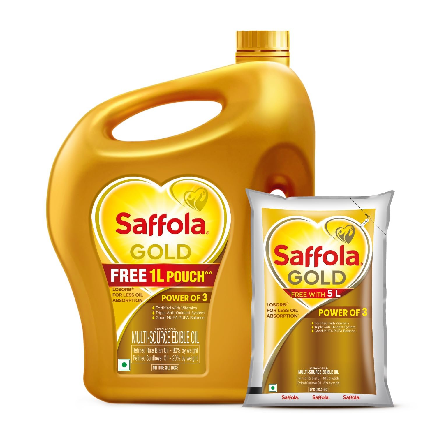 5 Litre Jar + Free 1 Litre Pouch Saffola Gold Refined Cooking oil | Blended of Rice Bran & Sunflower oil — image 7