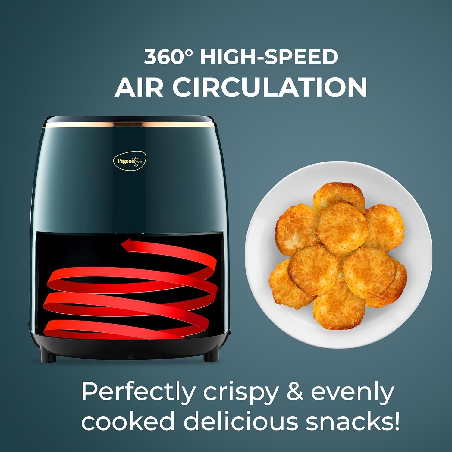 Pigeon Healthifry Digital Air Fryer, 360° High Speed Air Circulation Technology 1200 W with Non-Stick 4.2 L Basket - Green — image 4