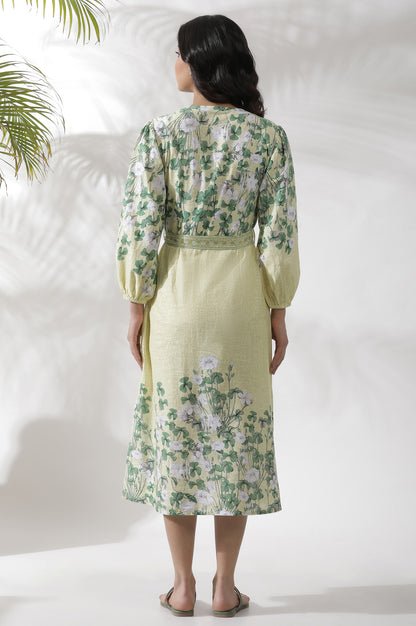 Yellow Floral Printed Shirt Dress — image 4