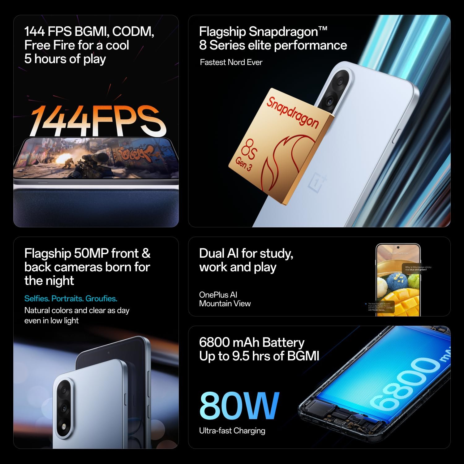 OnePlus Nord 5 | Snapdragon 8s Gen 3 | Stable 144FPS Gaming | Dual 50MP Flagship Camera | Powered by OnePlus AI | 8GB + 256GB | Dry Ice — image 3
