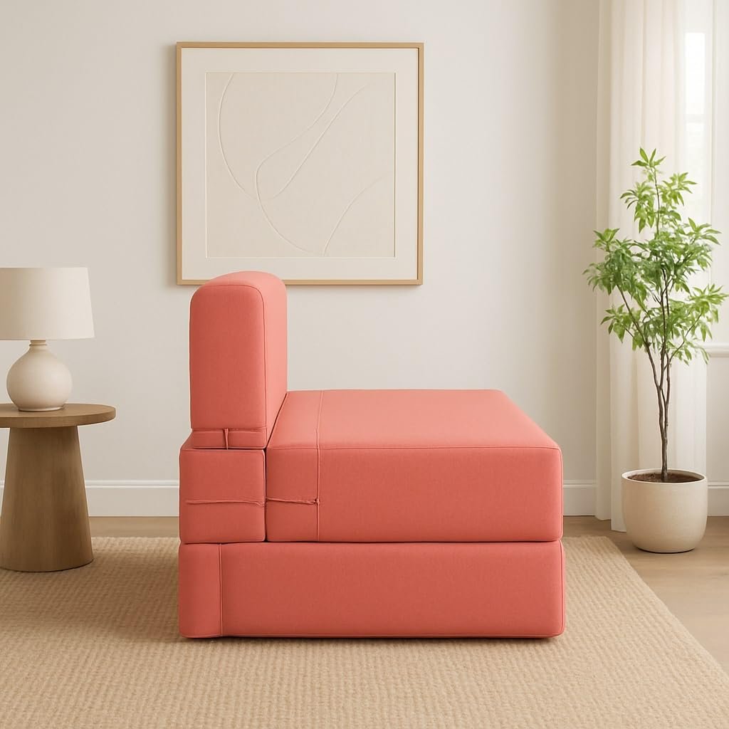 PumPum EPE Foam 2-Seater Sofa Cum Bed – 36 Inch Width, Convertible Design, Lightweight & Foldable (Peach) — image 3